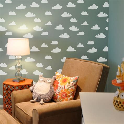 Cloud Wall Stencil Contemporary Wall Stencils By Cute Stencils