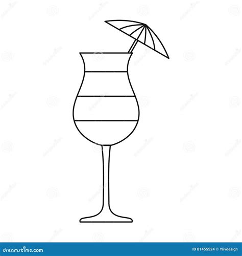 Layered Cocktail With Umbrella Icon Stock Vector Illustration Of