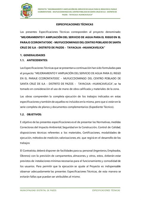 Especificaciones Tecnicas PDF