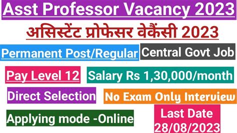 Asst Professor Vacancy Permanent Post