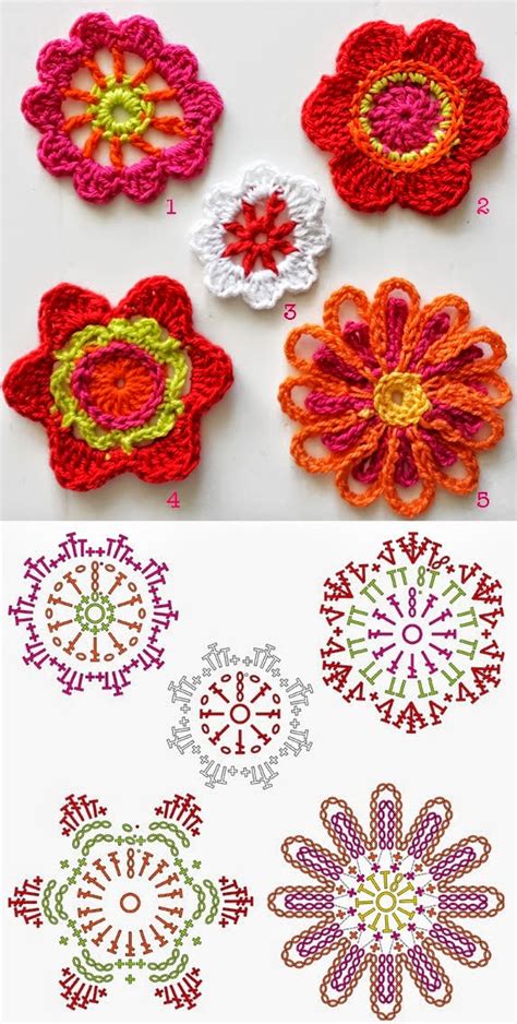 Flores para decoración tejidas al crochet