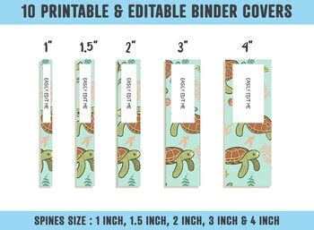 Sea Life Pattern Binder Cover Printable Editable Binder Covers