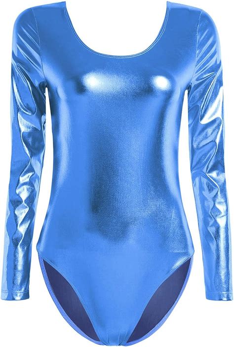 Kaerm Women Metallic Patent Leather Ballet Dance Leotard Bodysuit One