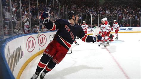 Rangers use three goal third period to comeback against Carolina ...