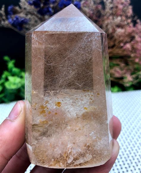 Rocks Geodes Rare Clear Golden Rutilated Inclusions Quartz