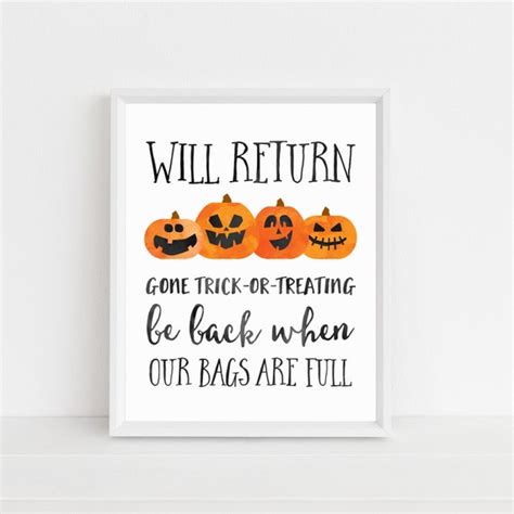 trick  treating sign art print instant  etsy