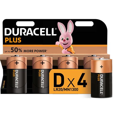 Duracell Plus D Alkaline Batteries 15v Lr20 Mn1300 4 Pack Shop Today Get It Tomorrow