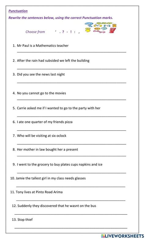 Punctuation Marks Worksheet English Treasure Trove E8d Punctuation Worksheets English