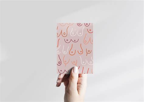 Body Positive Pink Boob Card With Envelope Blank Greetings Card Etsy