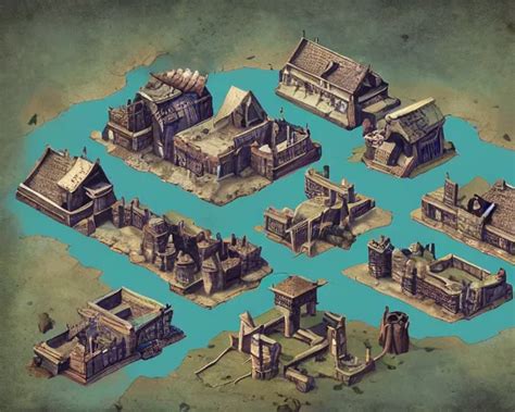 Isometric Game Art Of Skyrim Whiterun City Game Stable Diffusion