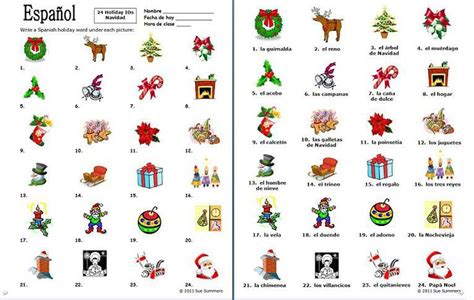 Spanish Christmas Vocabulary 24 Image Ids Navidad