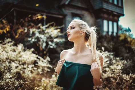 Wallpaper Blonde Depth Of Field Portrait Looking Away Women