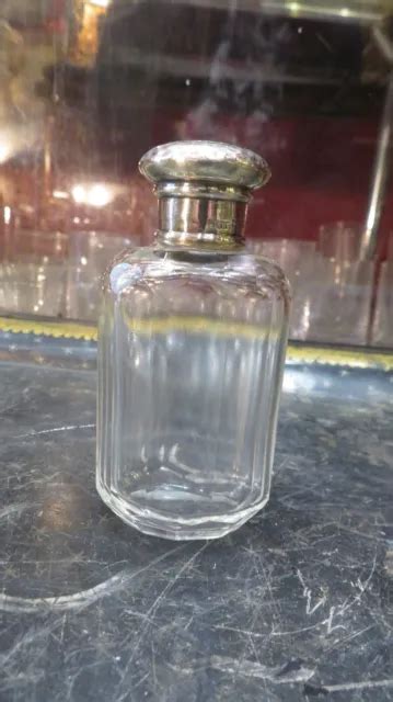 Ancien Flacon De Parfum Anglais Cristal Argent Massif Epoque Xixe