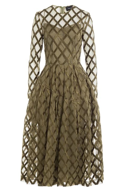 Simone Rocha Embroidered Tulle Midi Dress Wet Look Dress Sheer