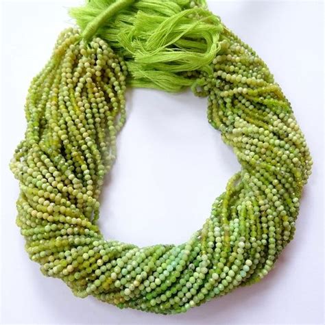 Natural Shaded Green Opal Micro Faceted Rondelle Beads Natural Green