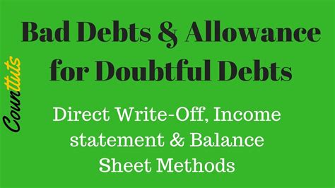 Bad Debt And Allowance For Bad Debts Direct Write Off Balance Sheet