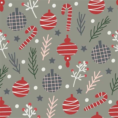 Premium Vector Christmas Seamless Pattern Design With Decor Elements