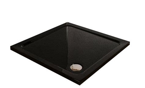 Premium Low Profile Gloss Black Stone Resin Square Shower Tray