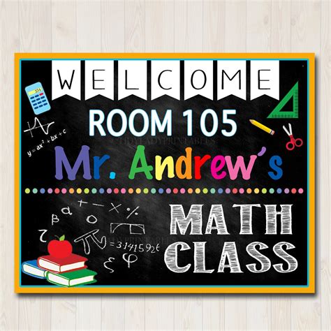 MATH Teacher Classroom Door Sign Printable Classroom Sign