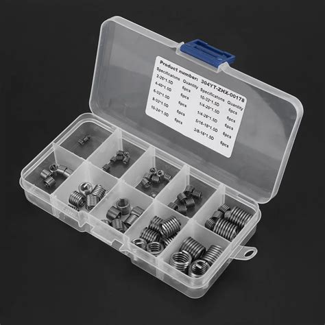 60pcsset 304 Stainless Steel Wire Screw Sleeve Thread Insert Assortment Kit Screw Thread