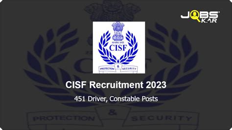 Cisf Recruitment Apply Online For Driver Constable Posts