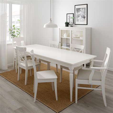 INGATORP INGOLF Table And 6 Chairs White Nordvalla Beige 155 215 Cm