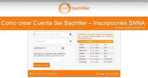 Crear Cuenta Ser Bachiller Inscripciones Senescyt