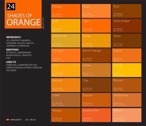 24 Shades of Orange Color Palette | graf1x.com Orange Color Shades, Orange Color Palettes ...