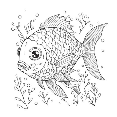 Premium Vector | A drawing of a fish with a face drawn on it