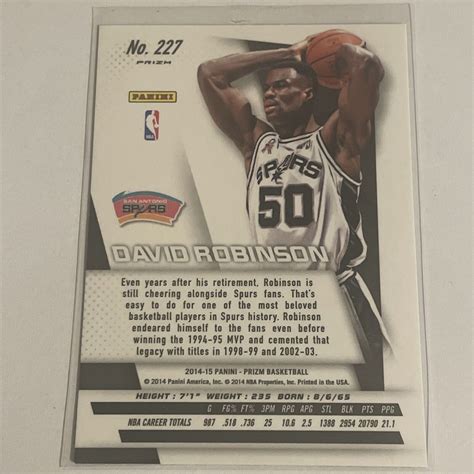 Panini Prizm Yellow And Red Mosaic Prizms David Robinson