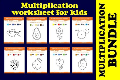 Multiplication Coloring Worksheet Bundle Creative Fabrica