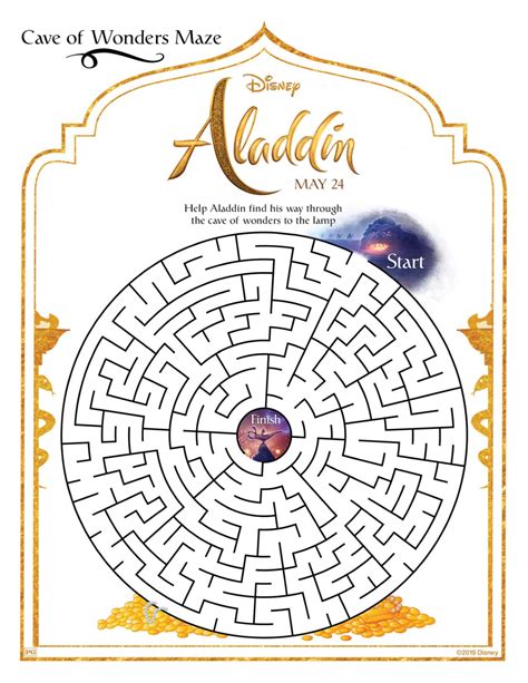 Free Printable Disney Aladdin Cave Maze Activity Page Maze