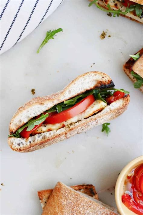 Halloumi Sandwiches With Veggies And Pesto It S A Veg World After All