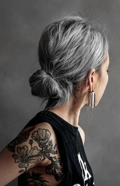 Pin By Pedro Alcoitia On Lady Tattoo Grey Hair Transformation Grey