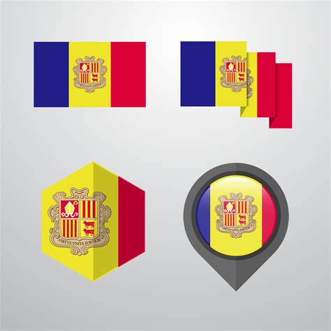 Vector De Conjunto De Diseño De Bandera De Andorra 14015156 Vector En