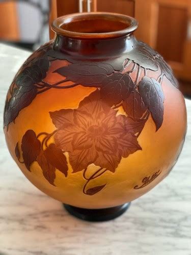 Emile Gallé Vase Boule Art Nouveau Aux Clématites XXe siècle N 95636