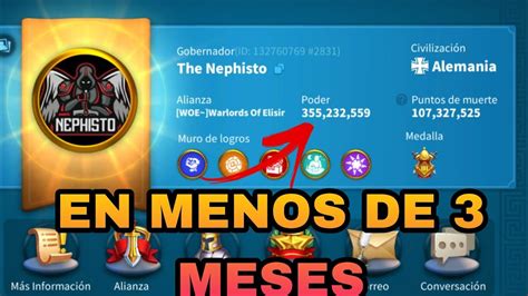 BALLENA SUBE MÁS DE 350 MILLONES DE PODER EN KVK 1 RISE OF KINGDOMS