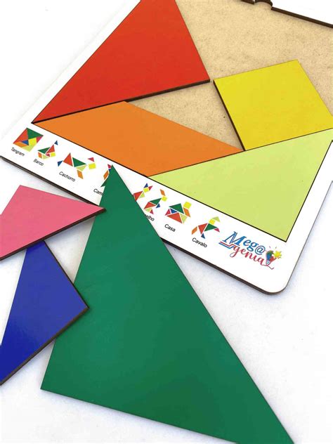 Brinquedo Educativo Tabuleiro Tangram Madeira Branca Figuras