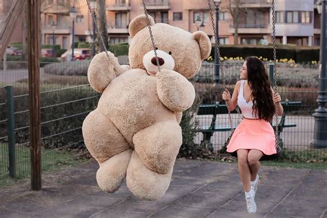 Girl With Big Teddy Bear On Swing Wallpaper Hd Girls Wallpapers 4k