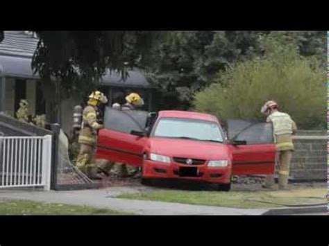 Car Crashes Into Fence And Ruptures Gas Line Youtube