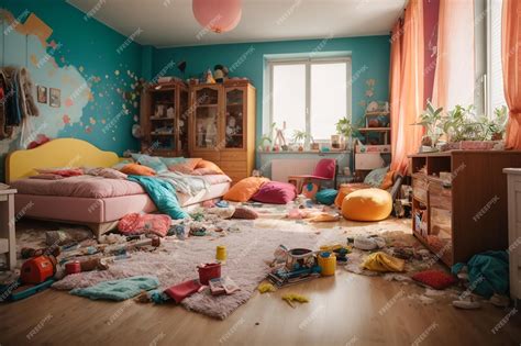 Premium AI Image | Messy children room with furniture and interior ...