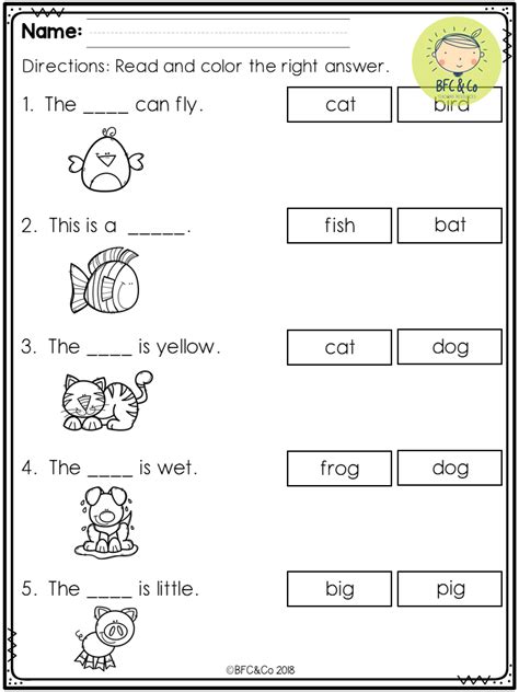 Reading Activity For Kindergarten