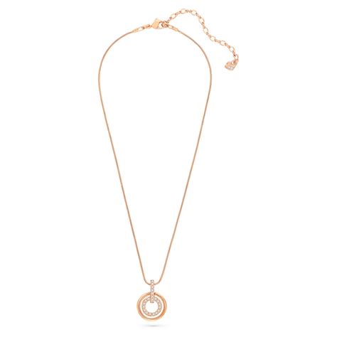 Circle Pendant Round Shape White Rose Gold Tone Plated Swarovski