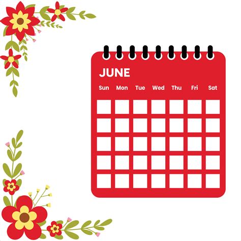 June month Calendar 17226725 Vector Art at Vecteezy