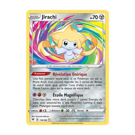 Découvrez Jirachi carte Magnifique rare de la série Épée et Bouclier