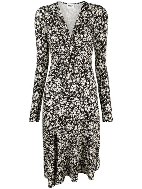 MARANT ÉTOILE Lania floral print Midi Dress Black FARFETCH