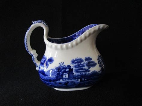 COPELAND SPODE Blue Tower Cream Pitcher 4 Old Back Stamp Transferware