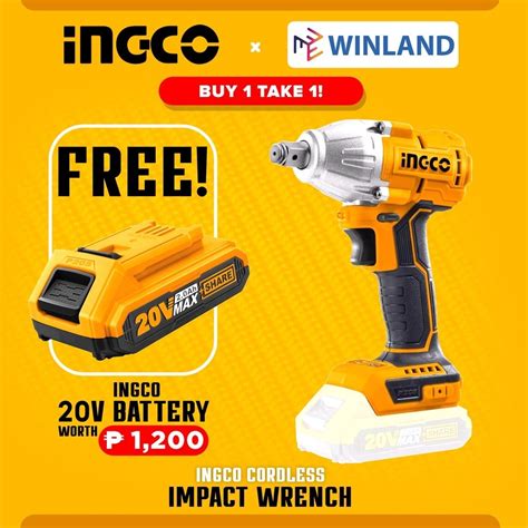 Ingco By Winland P20S 20V Brushless Cordless Impact Wrench Lithium Ion