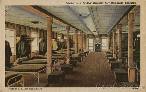 Interior of a Typical Barrack Fort Campbell, KY Postcard