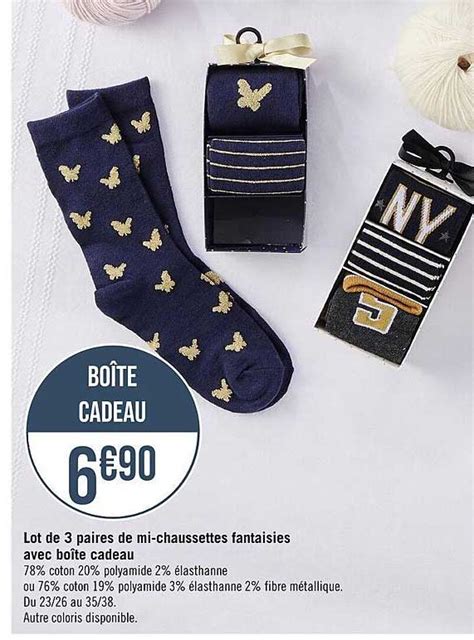 Promo Lot De 3 Paires De Mi Chaussettes Fantaisies Avec Boîte Cadeau